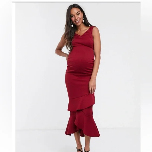 asos maternity evening dress Asos Maternity Blue Evening Gown Lace Long Dress